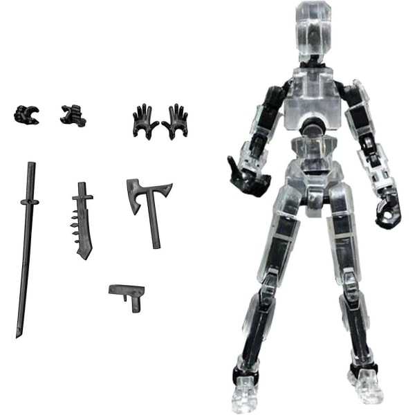 T13 Action Figur, Titan 13 Action Figur med 4 typer våpen og 3 typer hender, T13 3D Printed Multi-Jointed Action Figur[HK] Transparent Transparent