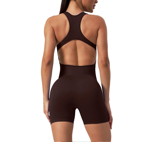 Personlig Slimmande Jumpsuit Shorts Andningsbara Snabbtorkande Shorts för Träning Cykling Brown S