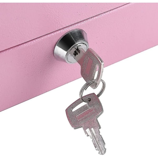 Säkerhetsbox Mini Bärbar Stål Liten Låsbar Kontant Pengar Mynt Säkerhetsbox Hushåll 1st (rosa)