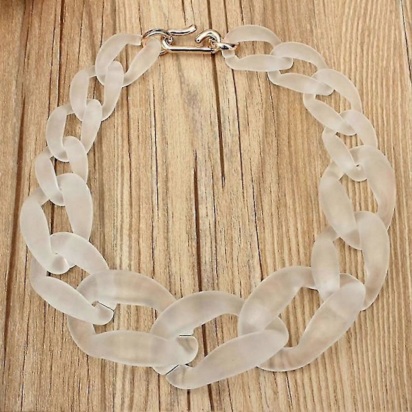 Dame Vintage Boheme Frostet Plastik Cuban Link Kæde Choker grey