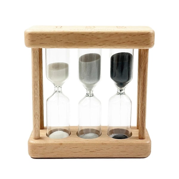 Timeglas Sæt til Børn, Køkken Timer Ur, Tidsstyring, 3 i 1 Combo Timeglas, Timeglas til Børn Fødselsdagsgave, Sort og Hvidt Sand, 1, 3, 5