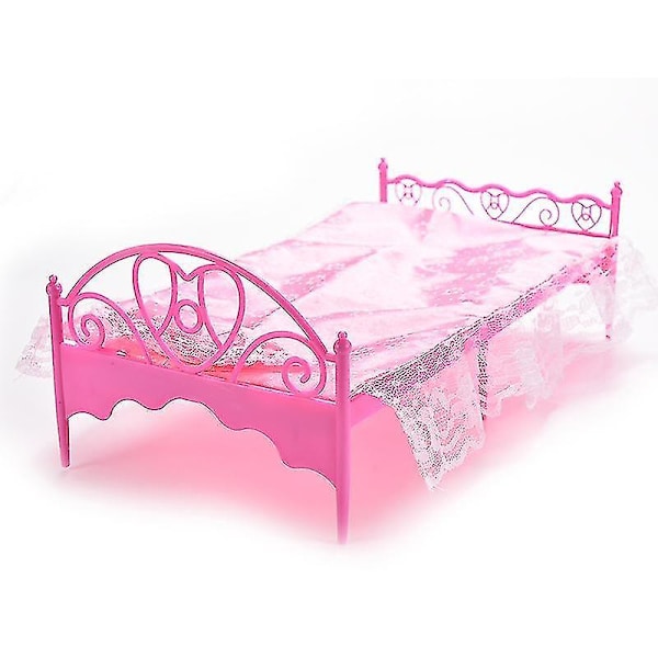1 Set Enkelsäng för Barbie Dockhus Möbler & Kudde Lakan Färg Slumpmässig