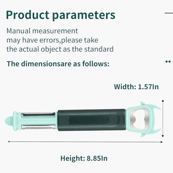 Potatisskalare med 7-i-1 multifunktionell skalare, rostfri stålskalare för grönsaker, lämplig för flasköppnare, skalare.