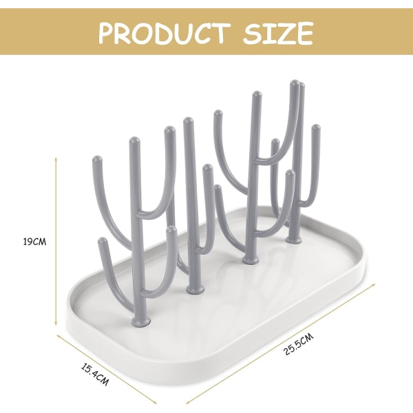 Babyflasketørkestativ, flasketørkestativ med avtakbart dryppbrett, babytørkestativ ideelt for flasker, smokker, holder til babytilbehør
