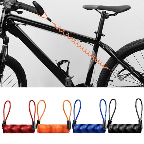 Stöldskyddande Säkerhetskabel i Stål med Fjäder, Lås för Cykel Orange 1.5m