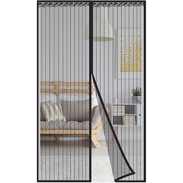 Myggenet til dør med magnetlukning 100 x 220 cm Sort