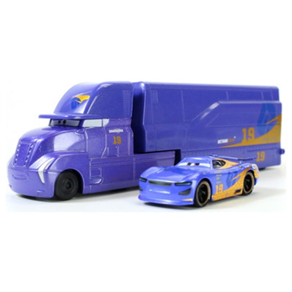 Biler 2 3 Film McQueen & Kongen & Chick Hicks & Mack Truck Onkel Die-Cast Kjøretøy Leke Sett Blue