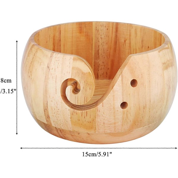 Garn Skål, Stor Træstrikkerskål, Store Garn Skåle til Hækling og Strikkeprojekter, Diameter 15 cm/6 tommer, Uden Låg, Strikkegave, Bambus