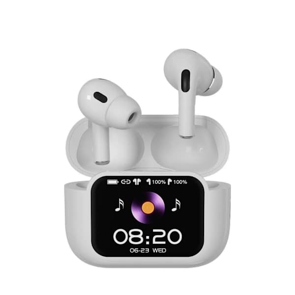 Trådløse Bluetooth-hovedtelefoner, støjreducerende Bluetooth-hovedtelefoner, fuldfarve display in-ear hovedtelefoner, kompatible med iPhone og Android. E11 White（APP version）
