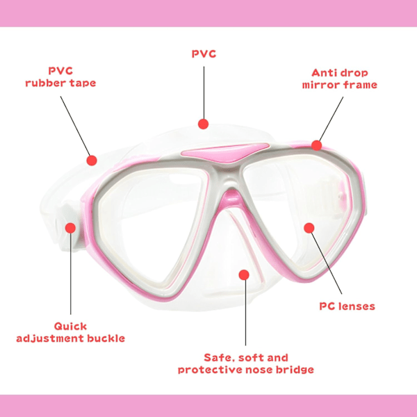Lasten snorklausmaski, sukellusmaski lapsille snorklausmaski uimamaski sumunestosuojat uimalasit nenäsuojalla