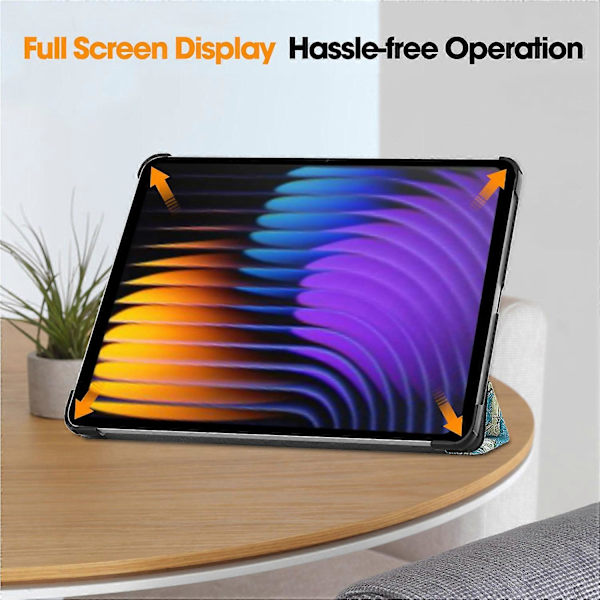 Til Xiaomi Pad 7 Pro/Pad 7 Etui Mønsterprint Læder Stand Tablet Cover - Abrikosblomst Multicolor Apricot Blossom