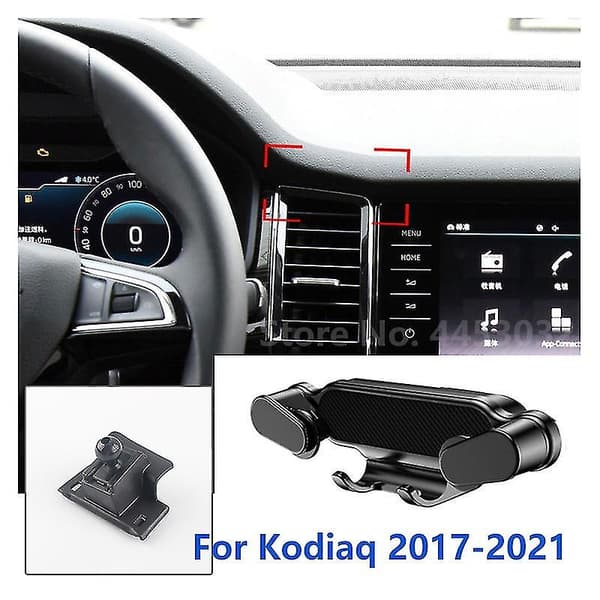 Speciel til Skoda Kodiaq Biltelefonholder Gravity Mobil Stativ GPS Support Luftventil Montering Tilbehør Black