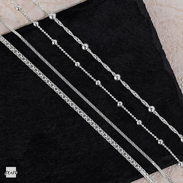 925 Sterling Silver Justerbar Ankelkedja - Klassiska Kedjor - 22 till 25 cm - Flexibel Passform