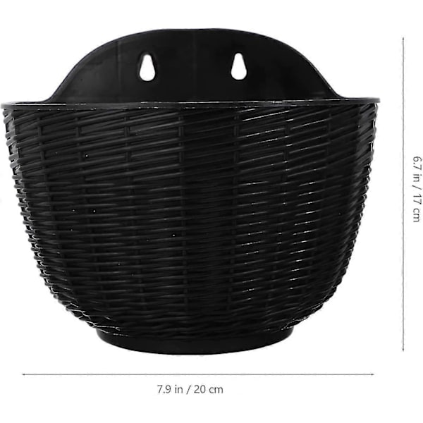 Vægmonterede hængepotter, blomsterkrukker i plastik til hegn, plantekasse med kroge, sort T Black