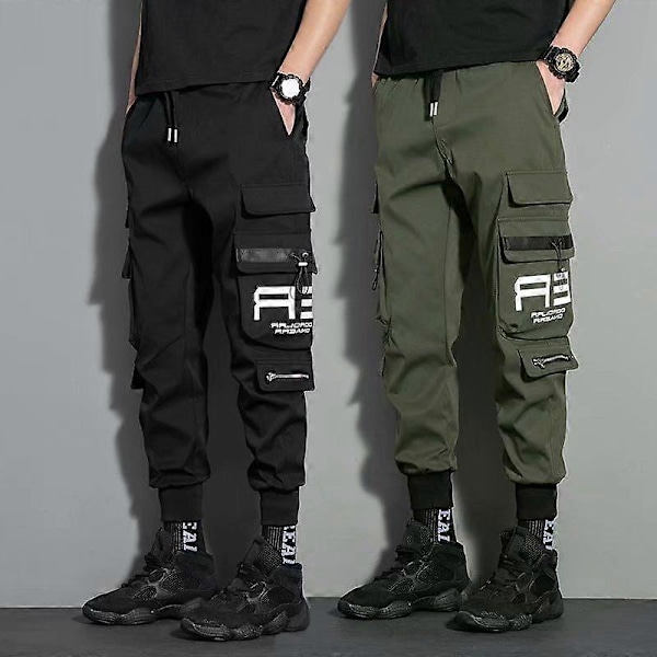Cargo Byxor med Dragsko och Flera Fickor Herr Casual Cargo Byxor För Sommar Höst Utomhus green XXXL