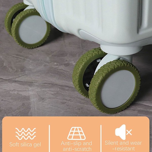 Kuffert Hjulbeskyttere Silikone Støjdæmpende Beskyttelsescover til Håndbagage til De Fleste 8 Spinnerhjul Glow blue 4pcs