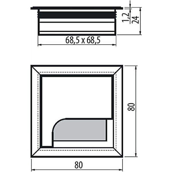 Kabelgenomföring 80 x 80 mm Kvadratisk Aluminium EV1 Svart Kabelpassage