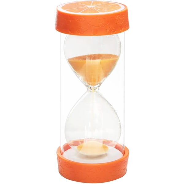 Fruktformad timglas sandtimer, säker färgglad tydlig sandglas med skyddande lockbas för hem, skrivbord, kök, matlagning, nedräkning Orange 10 min