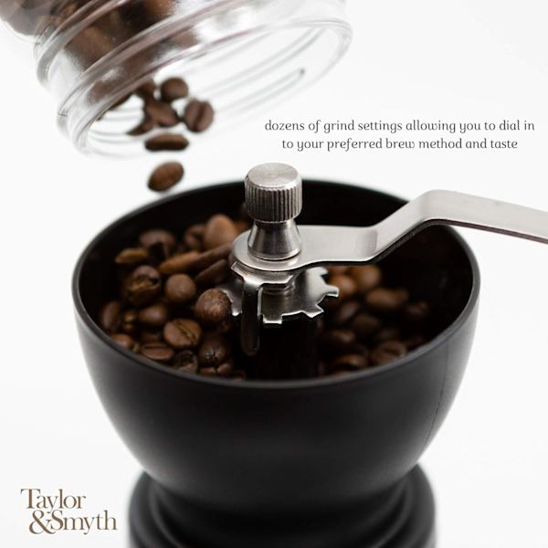 Manuell Kaffekvarn med Justerbar Grovlek, Keramisk Kvarn - Kaffebönkvarn - Bärbar Kaffekvarn - Kompakt Design för Hemmet, Kontoret