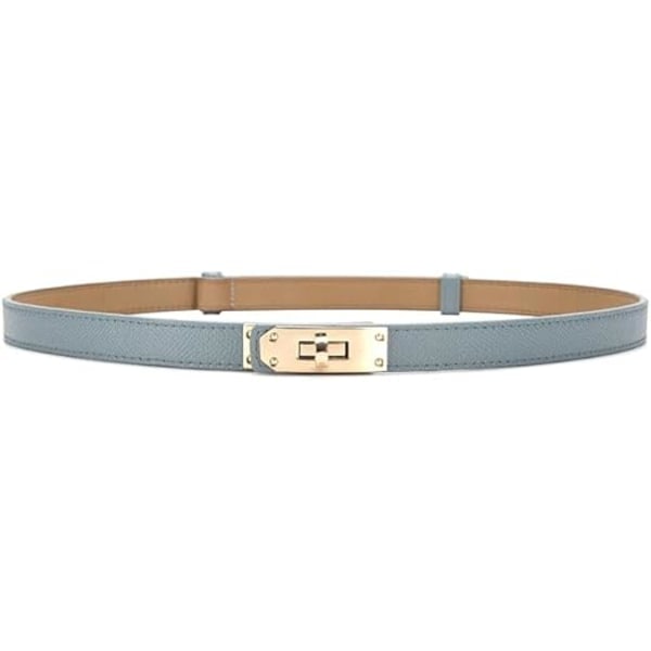 Women's Slim Leather Belt Classic Alloy Buckle Ladies Adjustable Leather Belt Slim Thin Waist Belt Waistband Decorative Belt - Light Blue