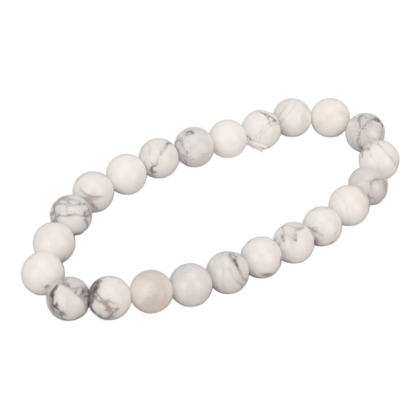 8MM Perlearmbånd Unisex Stressavlastning Jadestone Stretch 23stk Perler Helbredende Smykker for Yoga Meditasjon Hvit