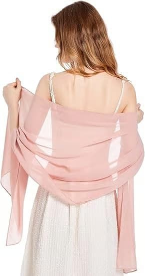 Sjaler og omslag Blødt Chiffon Tørklæde til Aftenkjoler Bryllupsstola nude pink