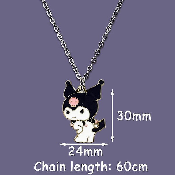 2 osan tytön kaulakoru, Kuromi-kaulakoru, My Melody -kaulakoru, lasten piirretty kaulakoru, tyttöjen Kuromi-korut, riipuskaulakoru tytöille, tarvikkeet riipus, j