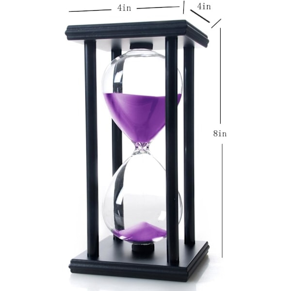 Timeglas Sand Timer Timeglas med Sand Dekoration Sandur Glasur til Værelse Fødselsdag Te Kaffebord Bogreol Skole Spil Ornament Træ Purple 60 Min