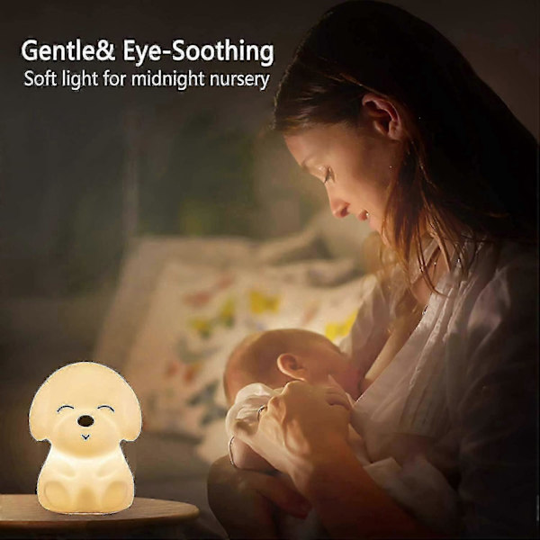 Børnenes Natlampe, Blød Silikone Hvalpe Natlampe Baby Forældre Natlampe Genopladelig, Farveskiftende Sengelampe