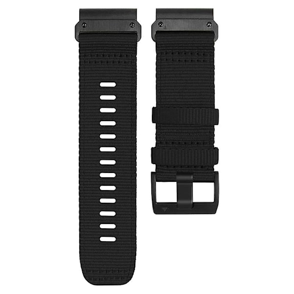 Nylon Canvas Hurtigutløsningsreim for Garmin Tactix 7 Pro / Fenix 7X / 6X Pro, 26 mm sportsklokkearmbånd Black