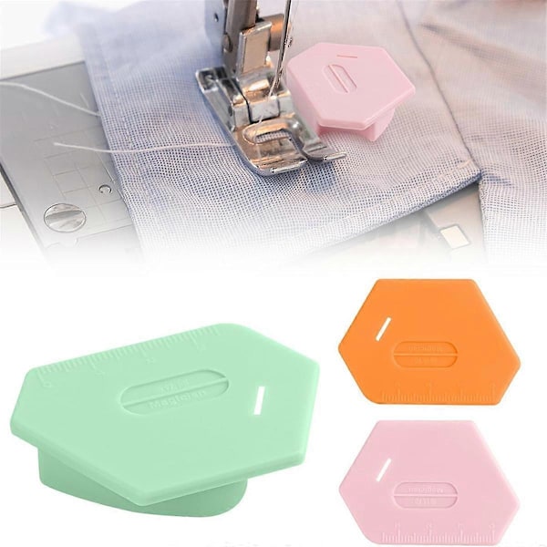 3 st Magnetiska Sömguide för Symaskin - Multifunktionell Polygon Hemmer Guide med Skala, Se