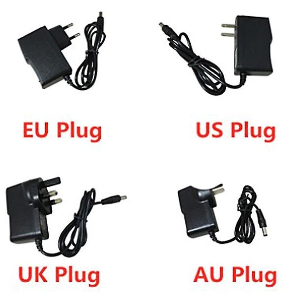 12V 1A 2A 3A 4A 5A 6A 8A 10A AC/DC Adapter Strømkilde Oplader til LED Lyslister CCTV Router 5.5x2.1-2.5mm Han-stik US/UK/EU/AU P
