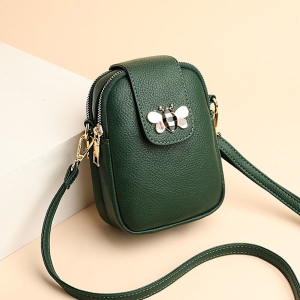 Dam Allround Crossbody-väska Mode Mobiltelefonväska Läder Crossbody-väska Gåva Green