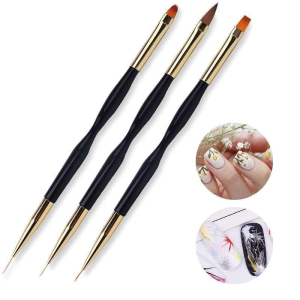 3 stk. Akryl/UV Pensler negle - Twist - Guld Sort