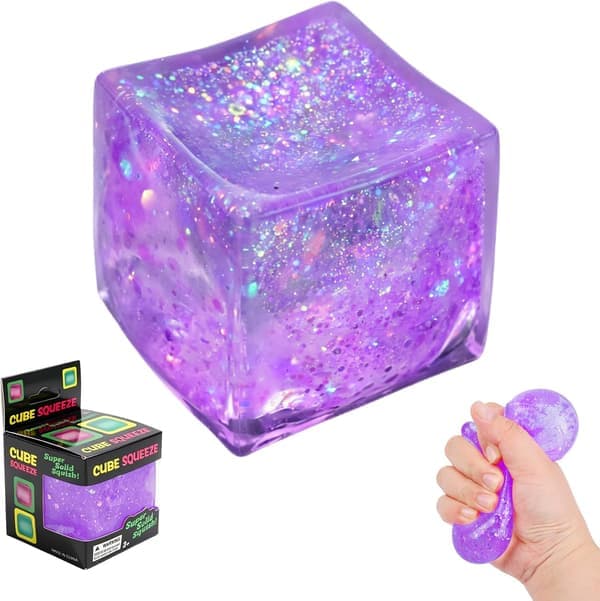 Fina isbits-fidget-squishies stressbollar, långsamt återgående isbits-squishy, squishies isklämboll, squishy stresslindring (glitterlila)