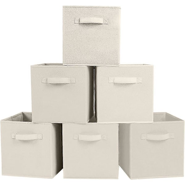 Opbevaringsboks, 2 foldbare opbevaringskasser lavet af stof i kubeform Beige Beige 6 Set