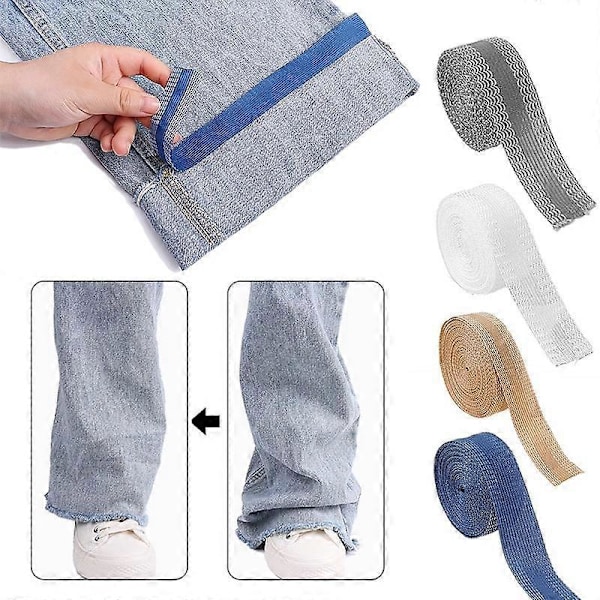 3/10M Självhäftande Snabb Byxfåll Stryk på Byxkant Förkorta Reparera Byxor för Jeans Kläder DIY Sömnadsmaterial Sömnadstillbehör white 10M