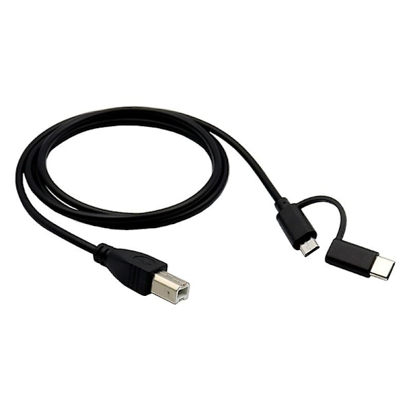 OTG-kabel för smartphones till skrivare, Micro USB & Typ C till USB-B-kabel, datakabel 1.5m