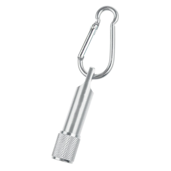 Mini-avaimenperä LED-taskulampulla, erittäin kompakti ja kirkas, hännän kytkimellä, kotiin, leirintään ja matkoille Silver