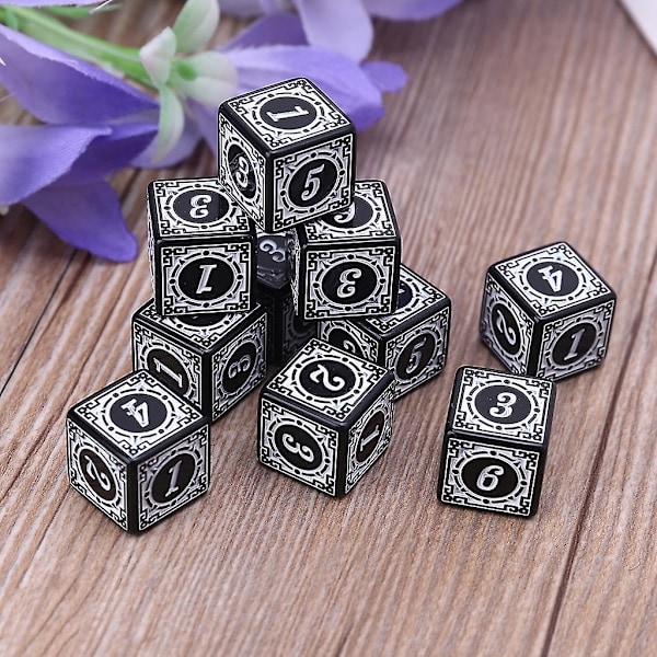 10 kpl D6 Polyhedral Dice Neliömäiset Reunat Numerot 6 Sivuinen Noppa Helmi