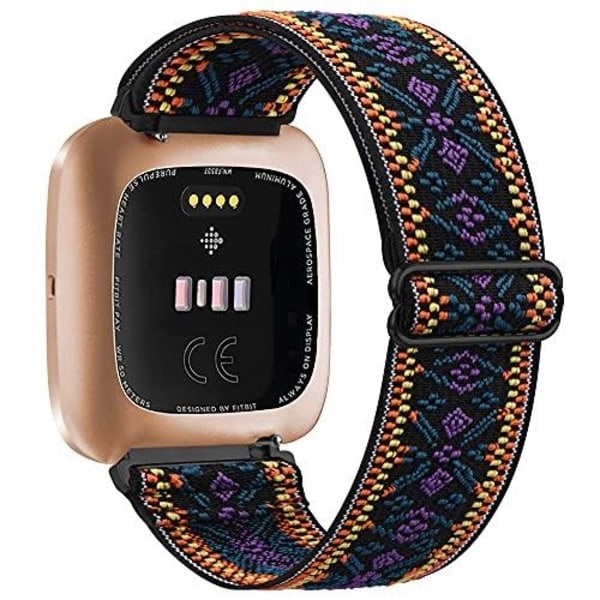 Elastiskt vävt loopband för Fitbit Versa 3 2 Versa Lite Band Justerbart Nylon Sportarmband för Fitbit Sense Band Bohemian Purple For Versa a little
