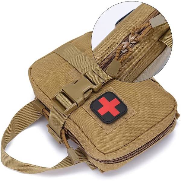 Första hjälpen-kit, taktisk överlevnadsutrustning, Utility Pouch Tactical Medical Pouches, Rip Away Tactical Medical Bag för hemmet Khaki