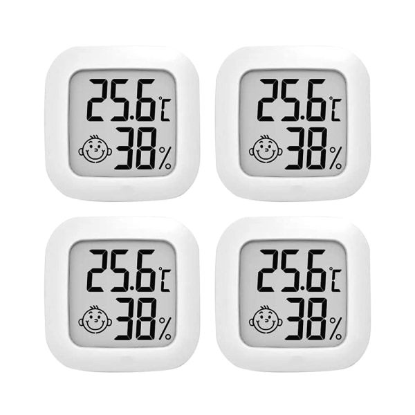 4 STK LCD digitalt hygrometer termometer, termometer romtemperatur, innendørs hygrometer termometer med temperatur fuktighetsmåler for soverom