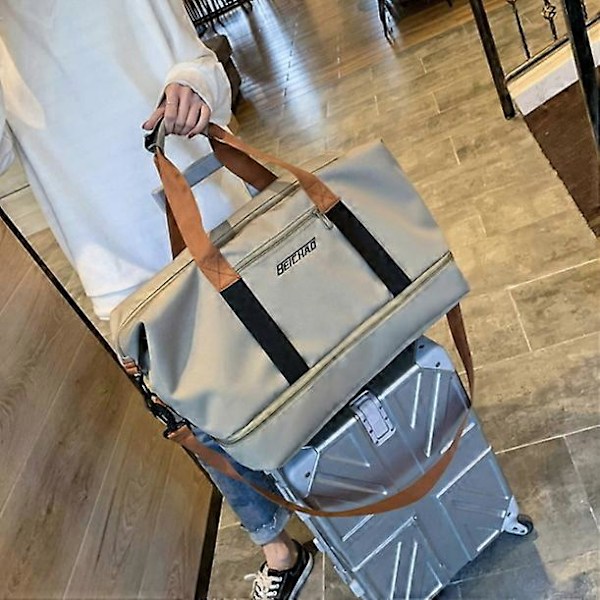 Stor Reiseveske Treningsbag, Reisebag Weekendbag Overnatting Bag Khaki