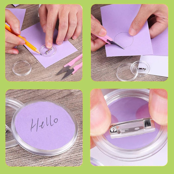 20-pack akryl knappar genomskinliga märken, handgjorda knappmärken med stift, märkestillverkningssats för barn, DIY-märkeshantverksmaterial för skolaktiviteter fest 1.46 Inch