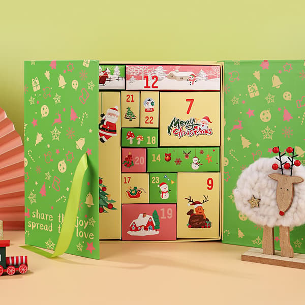 Adventskalender Blind Box 2025 Ny Julklappsbox Små Presentaskar Tom Ask Blå