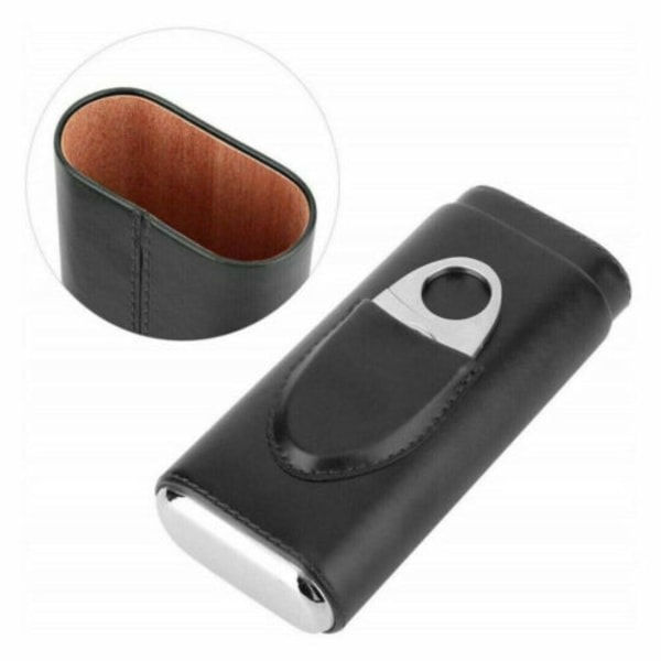 Humidor til hjemmet - Cigarkasseholder i læder - Rejsetaske - Sort