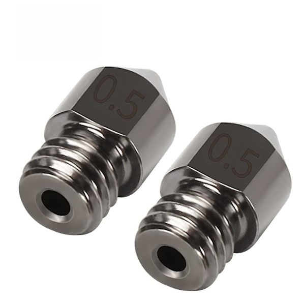 2 stk. Mk8 hærdet stål dyser 1,75 mm holdbare hærdet stål forbrugsstoffer - 0,5 mm