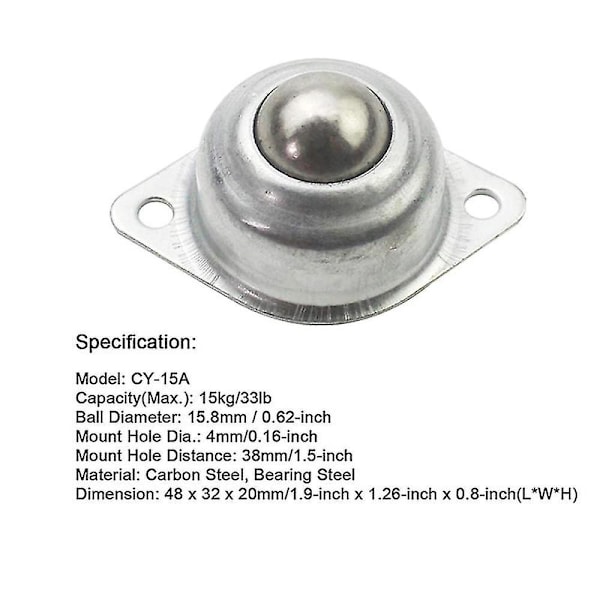 12 Styk -15a Kugleoverførsel Universal Rotation Kugletransportbånd Hjul Caster Roller 5/8 Tomme Kugle Leje