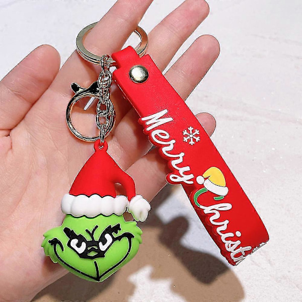 Joulupukki Grinch -avaimenperä lapsille, söpö Grinchmas-avaimenperä riipus Red Hat